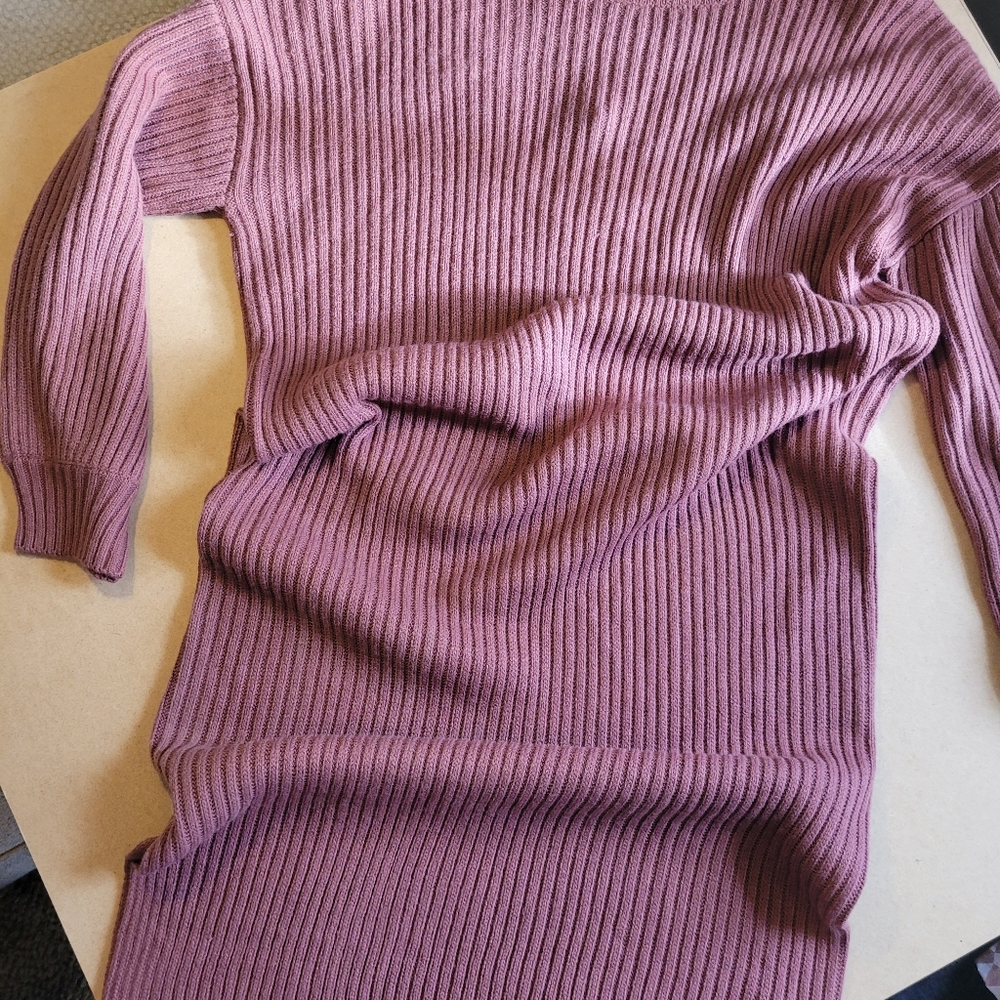 Love Riche Ribbed Knit Sweater Dress in Mauve